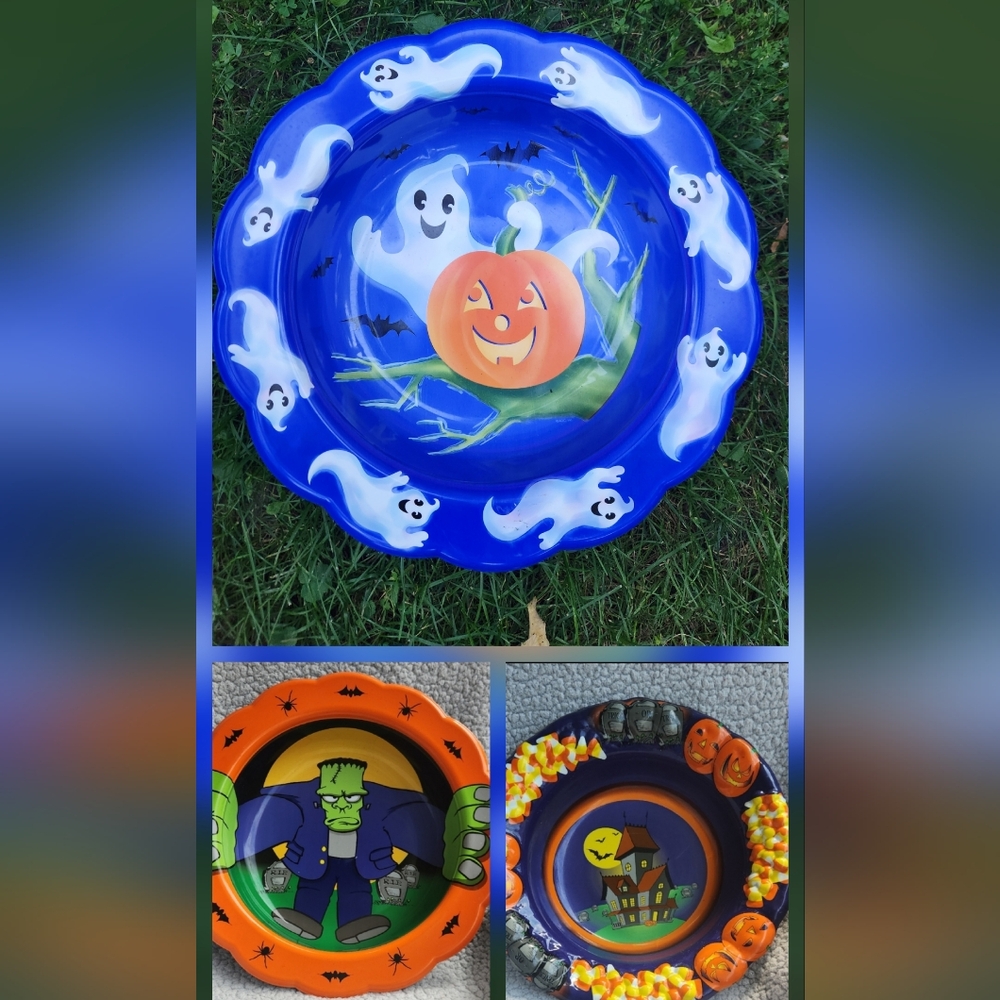 Vintage Unique Colorful, Vibrant, Halloween Themed Decorative Candy Bowl Set